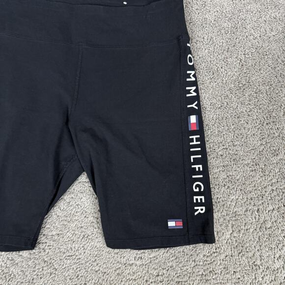 Tommy Hilfiger Shorts Womens XL Black Sport Bike Logo High Rise Cotton - Picture 3 of 9